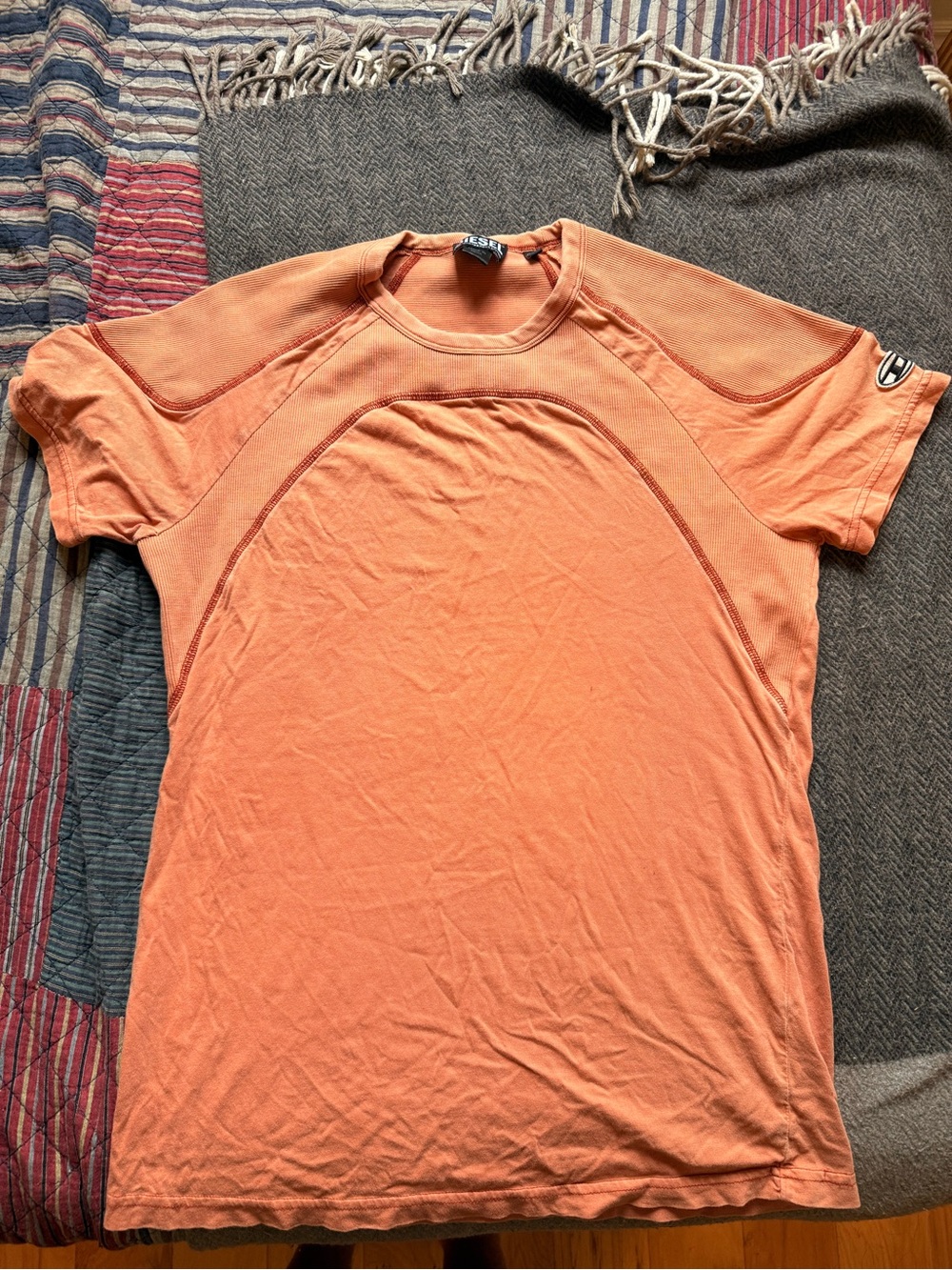 Diesel Short-Sleeve Crew Neck Top in Coral